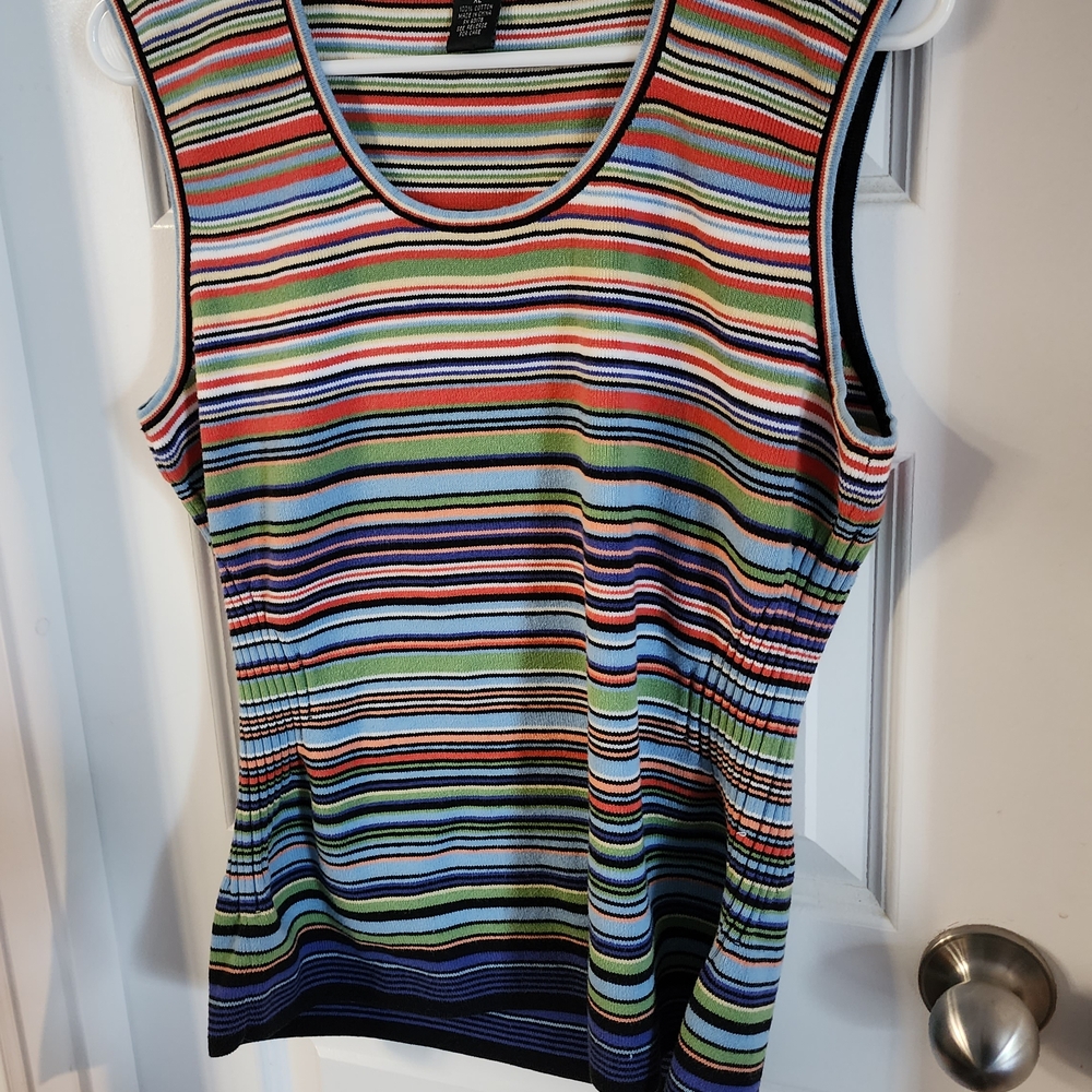 EVIE Fitted Blue and Red Sleeveless Tank Top Women's Size Xl